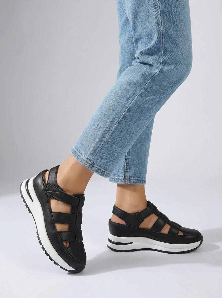 Ali | Platform Sandaler Med Velcrorem Og Lukket Tå