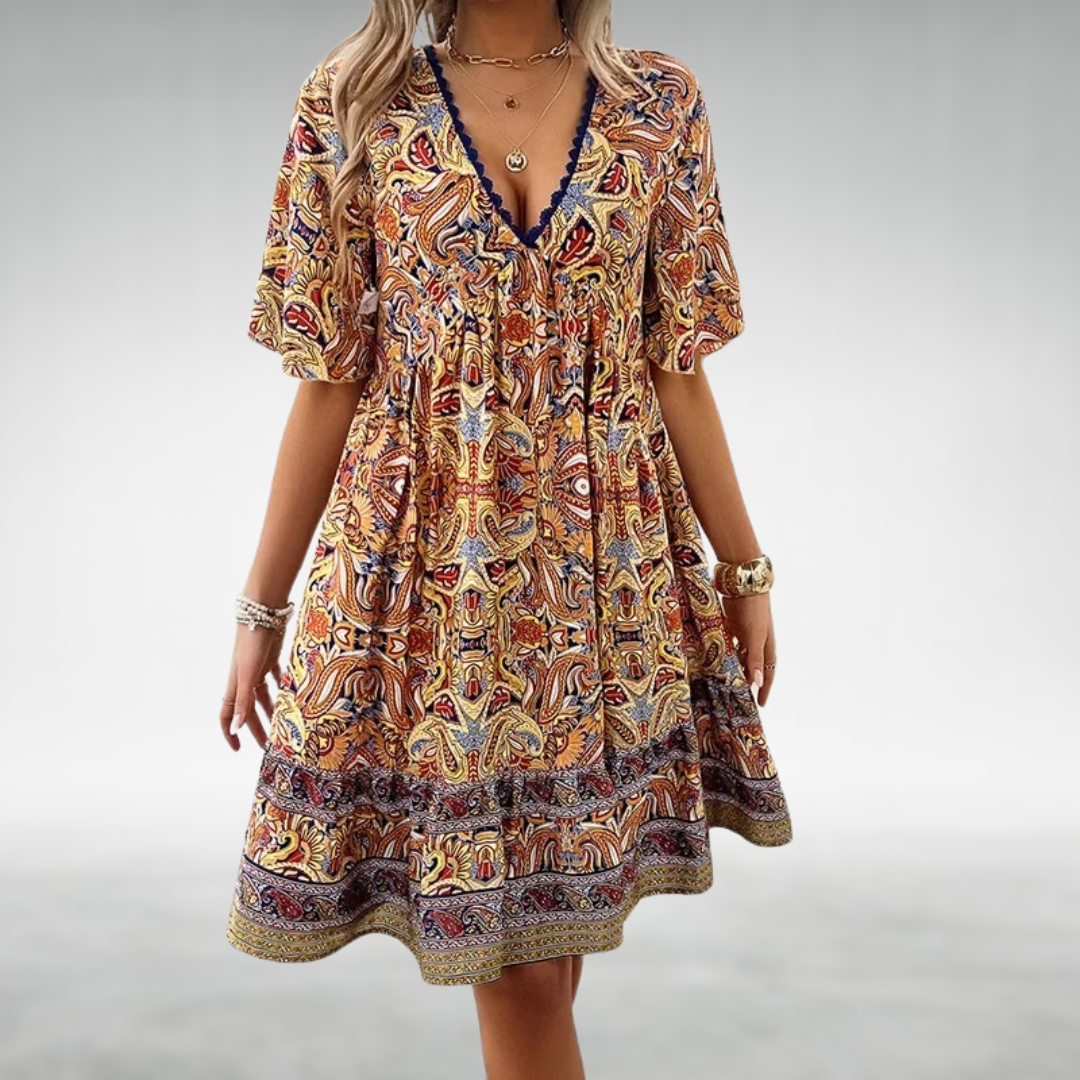 Susie Lace Trim V Neck Bohemian Sundress