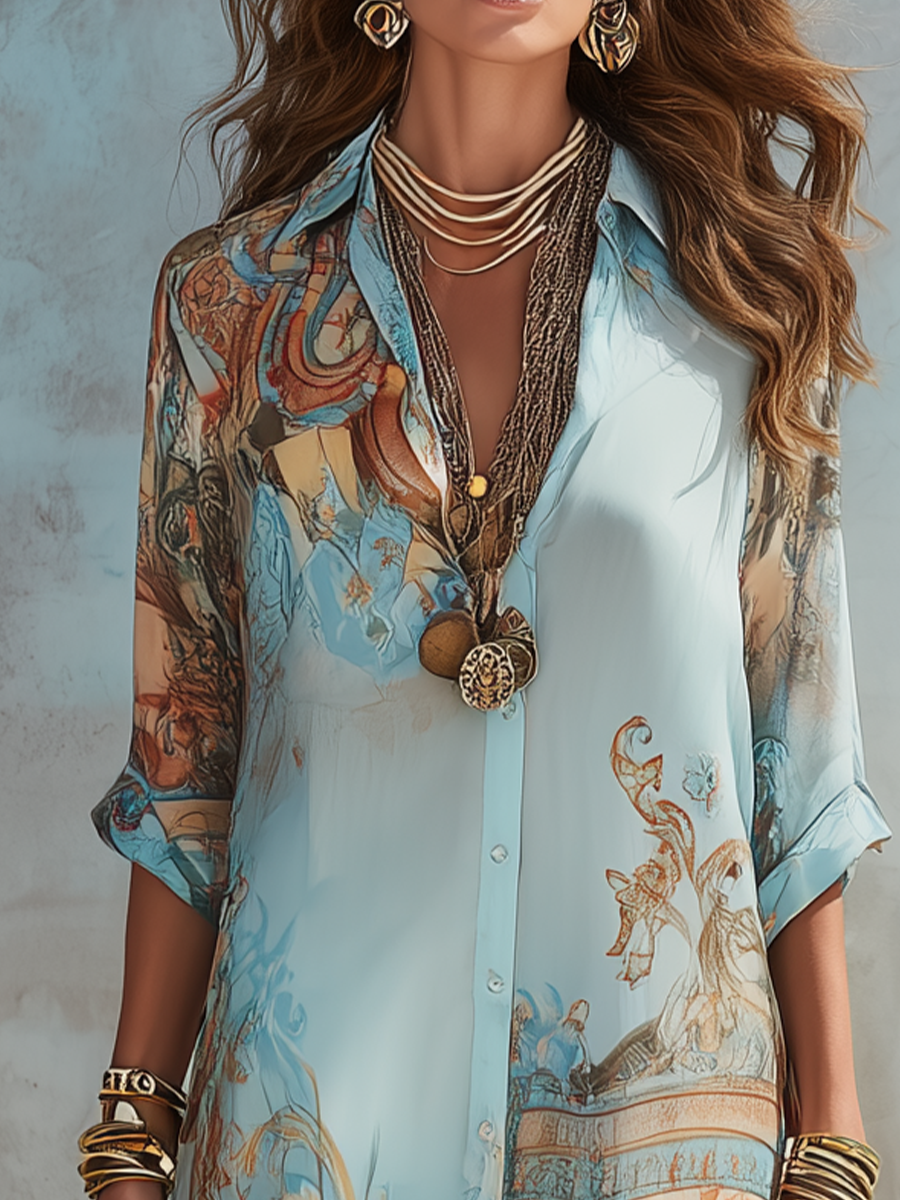 Baroque | Blomstret Print Chiffon Boho Sommermaxikjole til Kvinder