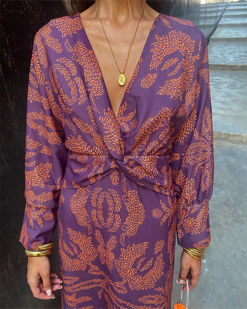 Martha | Floral Wrap Bohemian Wedding Guest Midi Dress