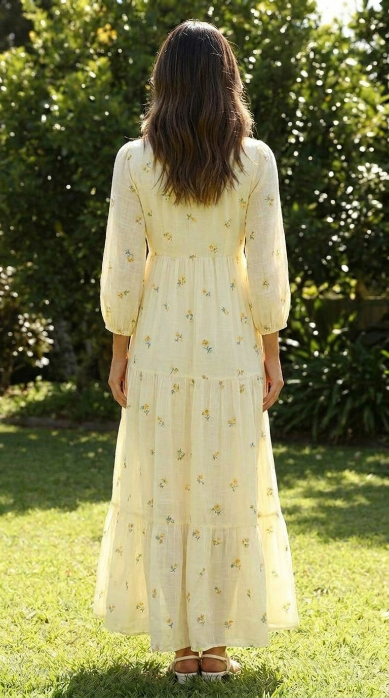 Daisy | Floral Tiered Boho Puff Sleeve Maxi Dress
