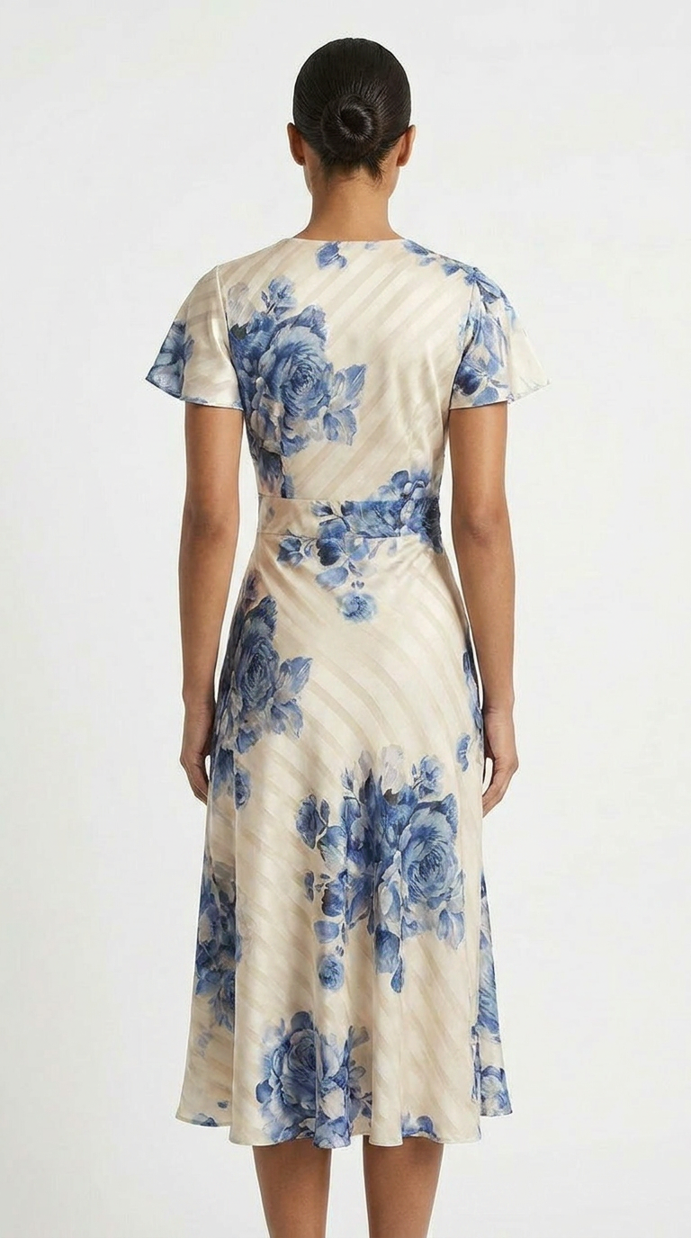 Brielle | Floral Ruched Wrap Wedding Guest Midi Dress