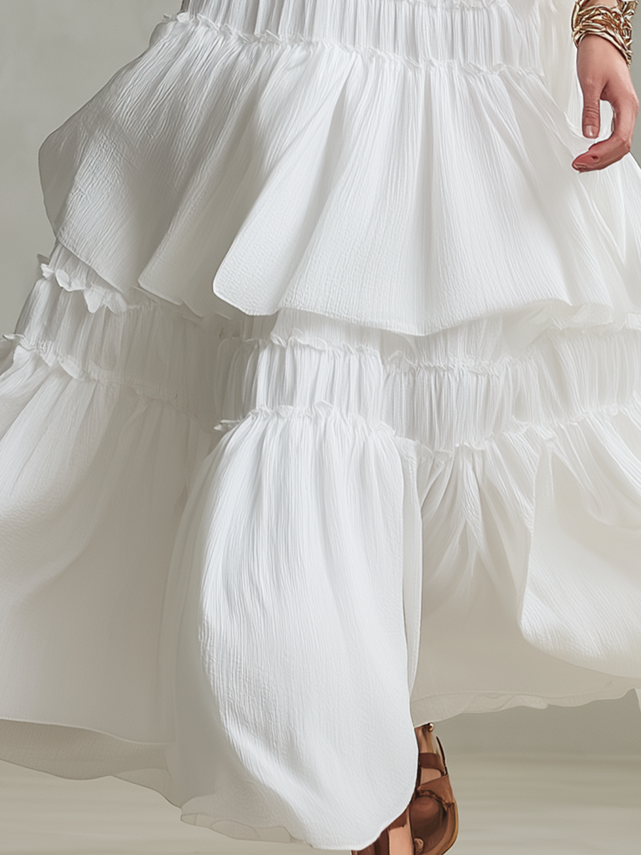 Airy | High Neck Tiered Boho Vacation Maxikjole