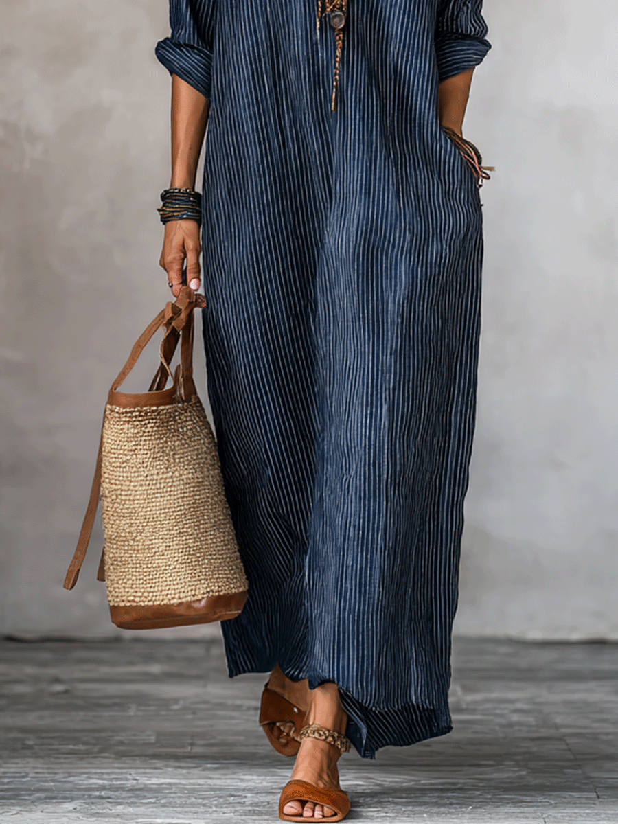 Indigo | Løs Pasform Boho Ferie Maxikjole til Kvinder