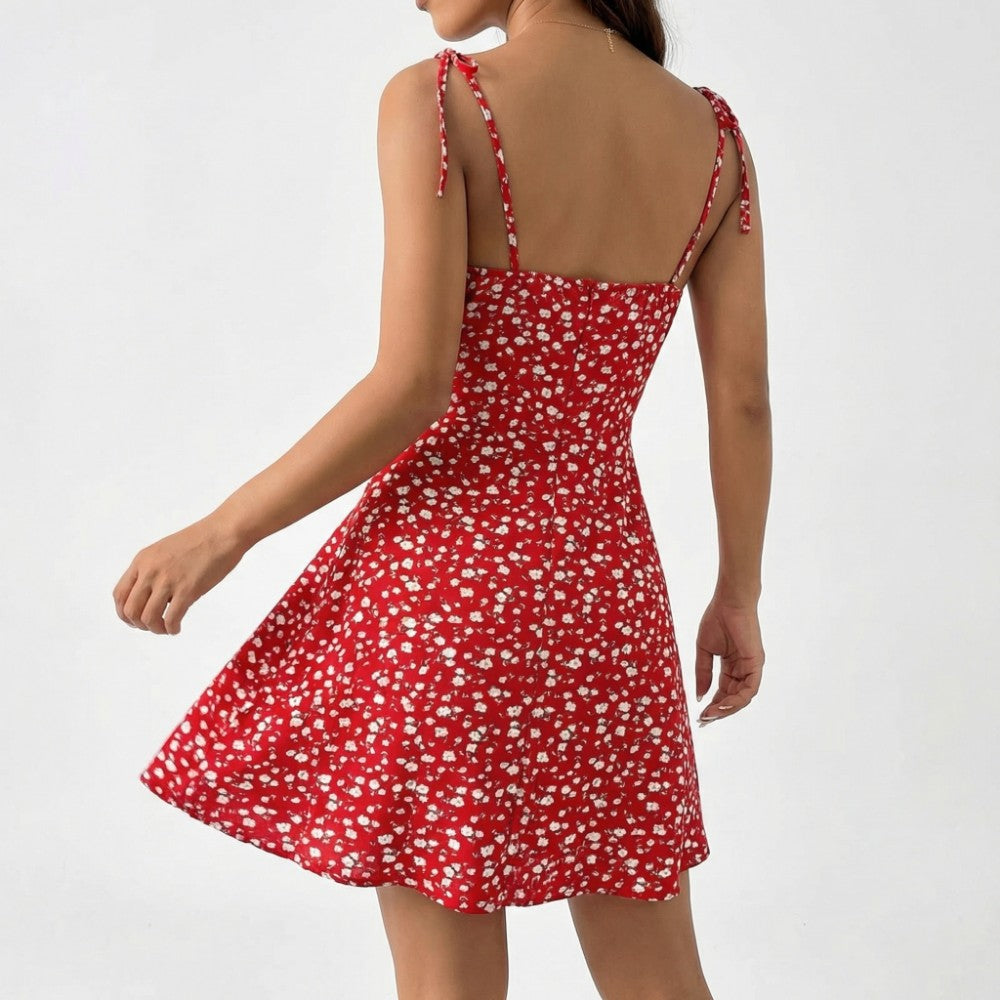 Evelyn | Floral Tie-Strap Summer Mini Dress
