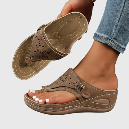 Florence | Cutout Upper Wedge-Heel Comfort Thong Sandals