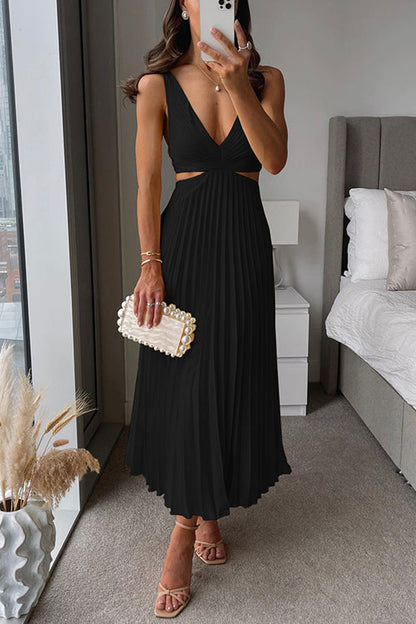 Francine | Cutout Front-Pleated Wedding Guest Midi Dress