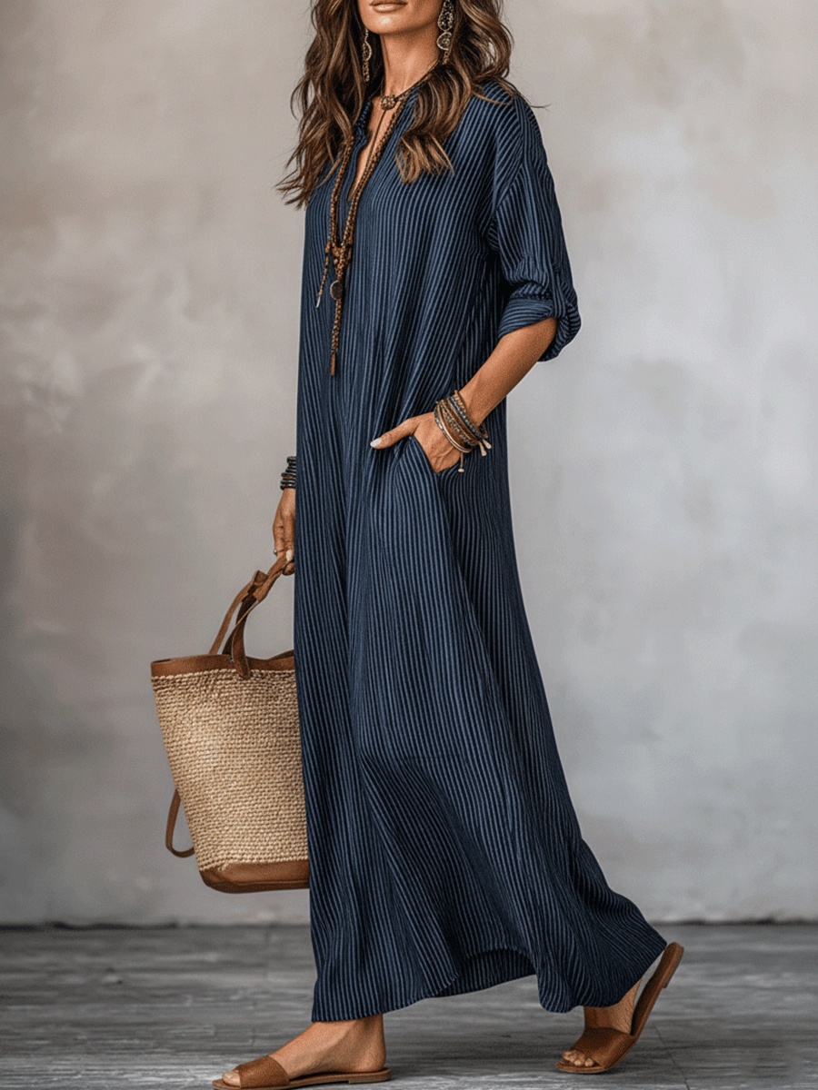 Indigo | Løs Pasform Boho Ferie Maxikjole til Kvinder