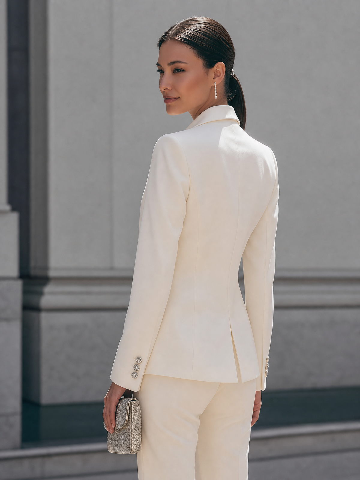 Tailored Blazer with Pleats and Lapel