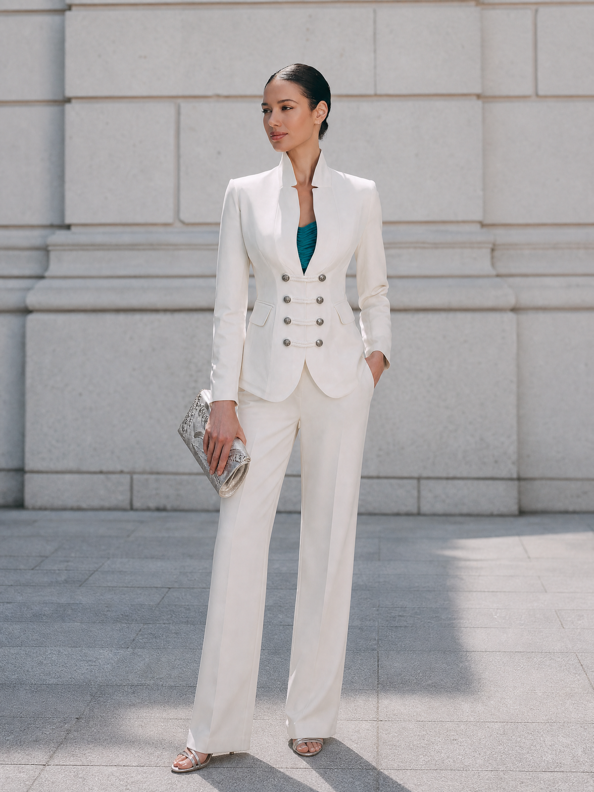 Military Inspired Double Breasted Tailored Blazer