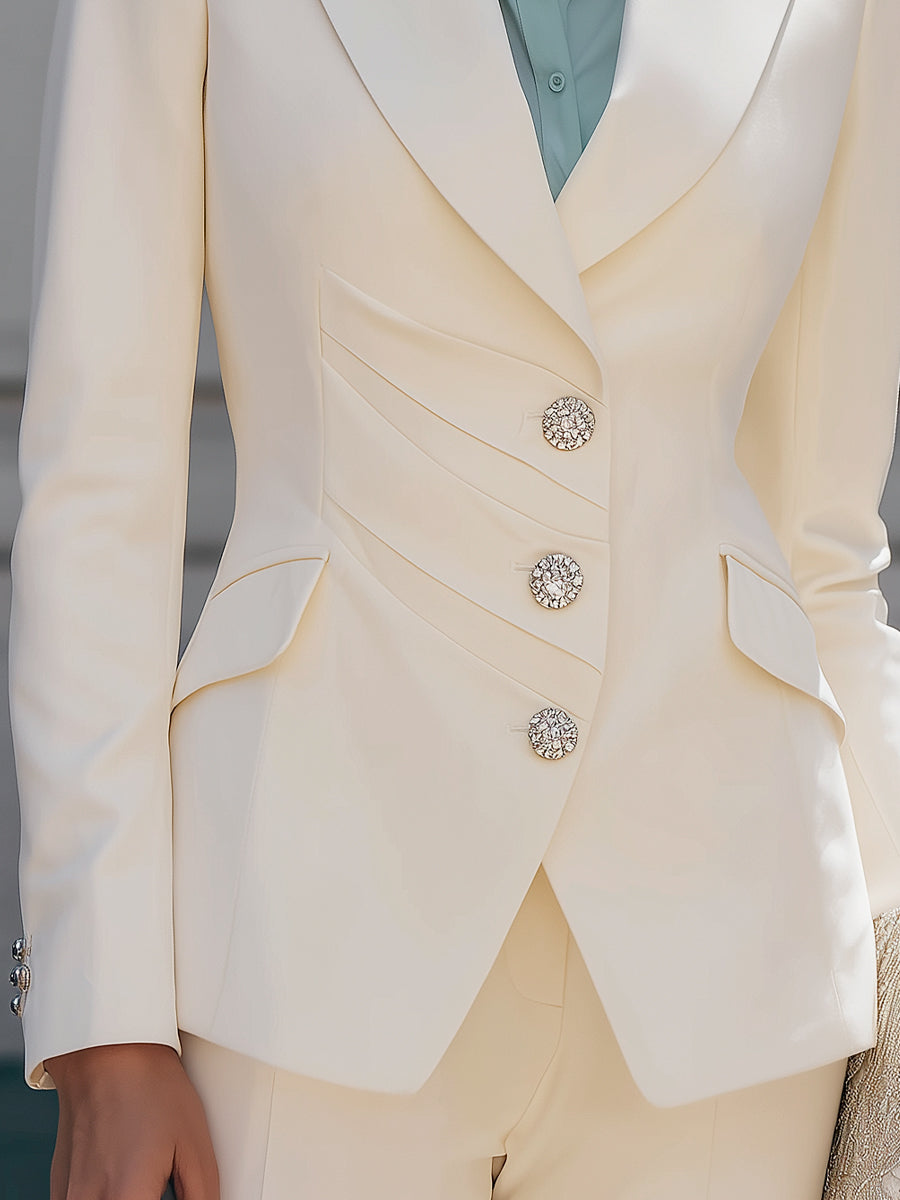 Tailored Blazer with Pleats and Lapel