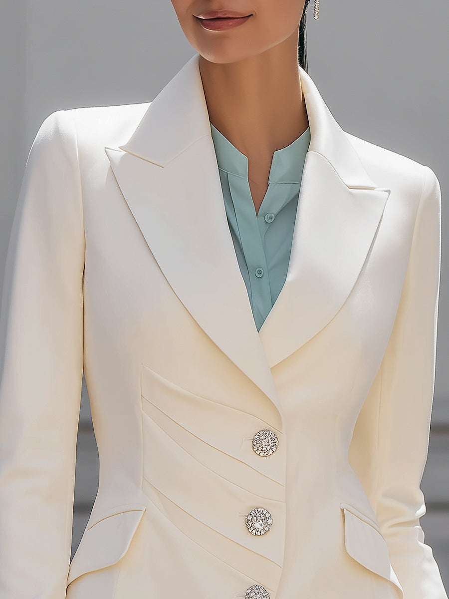 Tailored Blazer with Pleats and Lapel