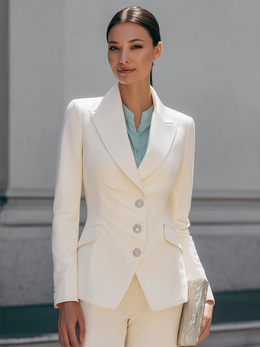 Tailored Blazer with Pleats and Lapel