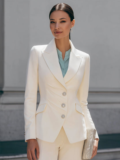 Tailored Blazer with Pleats and Lapel