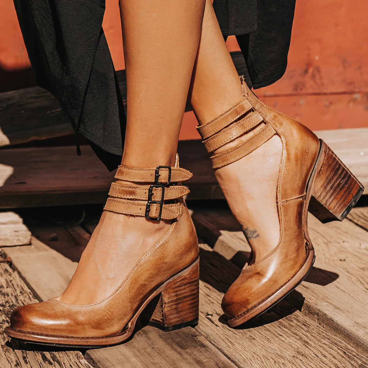 Miranda | Cushioned Triple-Buckle Block-Heel Sandals