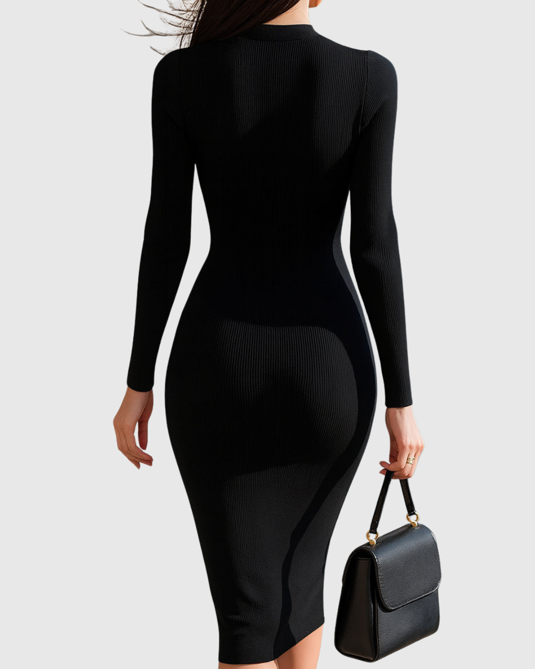 Eadwine | Women's Ribbed Knit Midi Dress with Zip