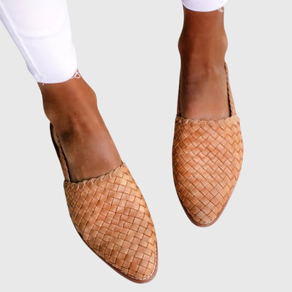 Marie | Woven Pointed Toe Flat Cushioned Comfort Sandals