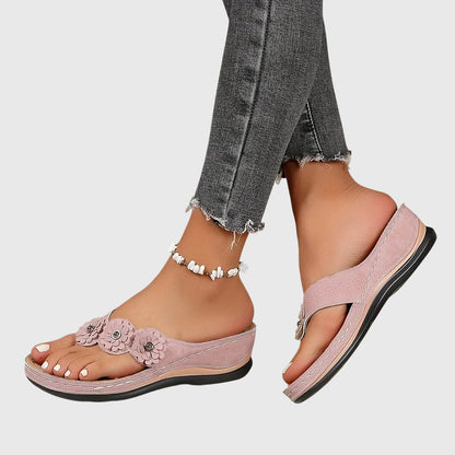 Allison | Flower Wedge-Heel Flip Flop Komfort Sandaler