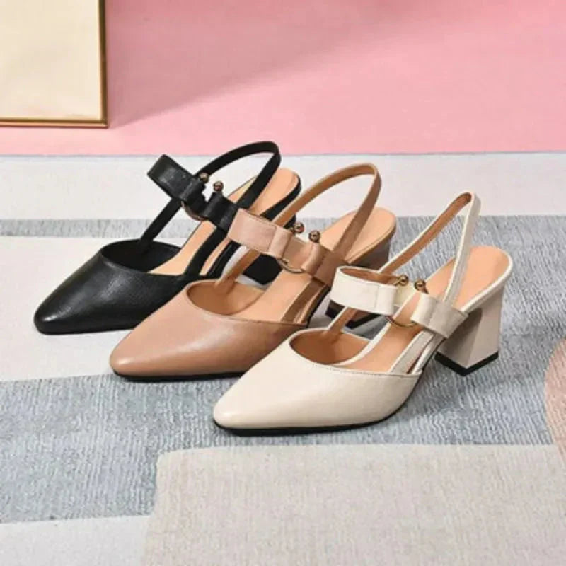 Roxanne | Pointed Toe Sling-Back Block Heels