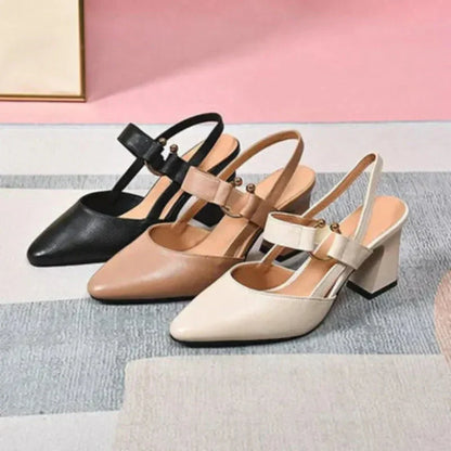 Roxanne | Pointed Toe Sling-Back Block Heels