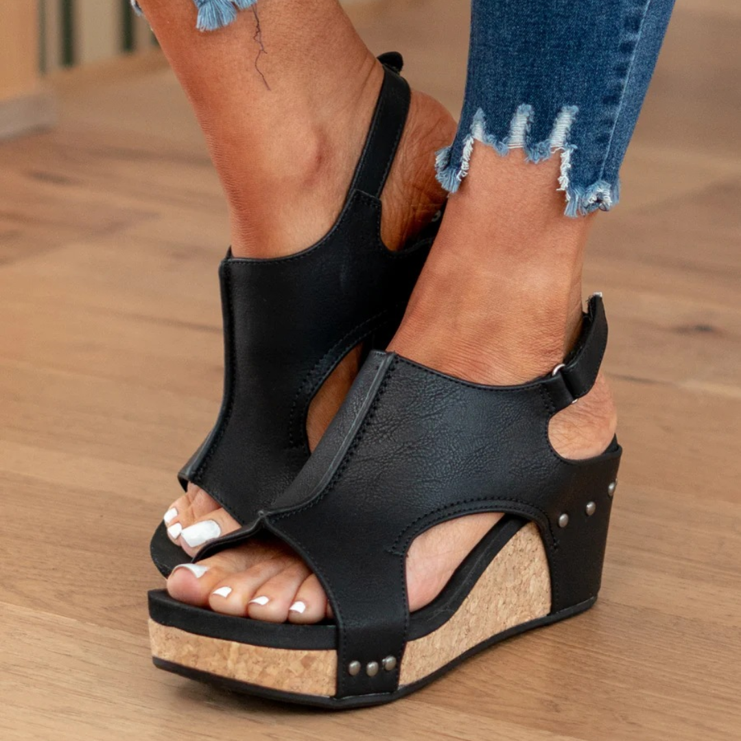 Yasmin | Open Toe Stylish Platform Wedge-Heel Sandals