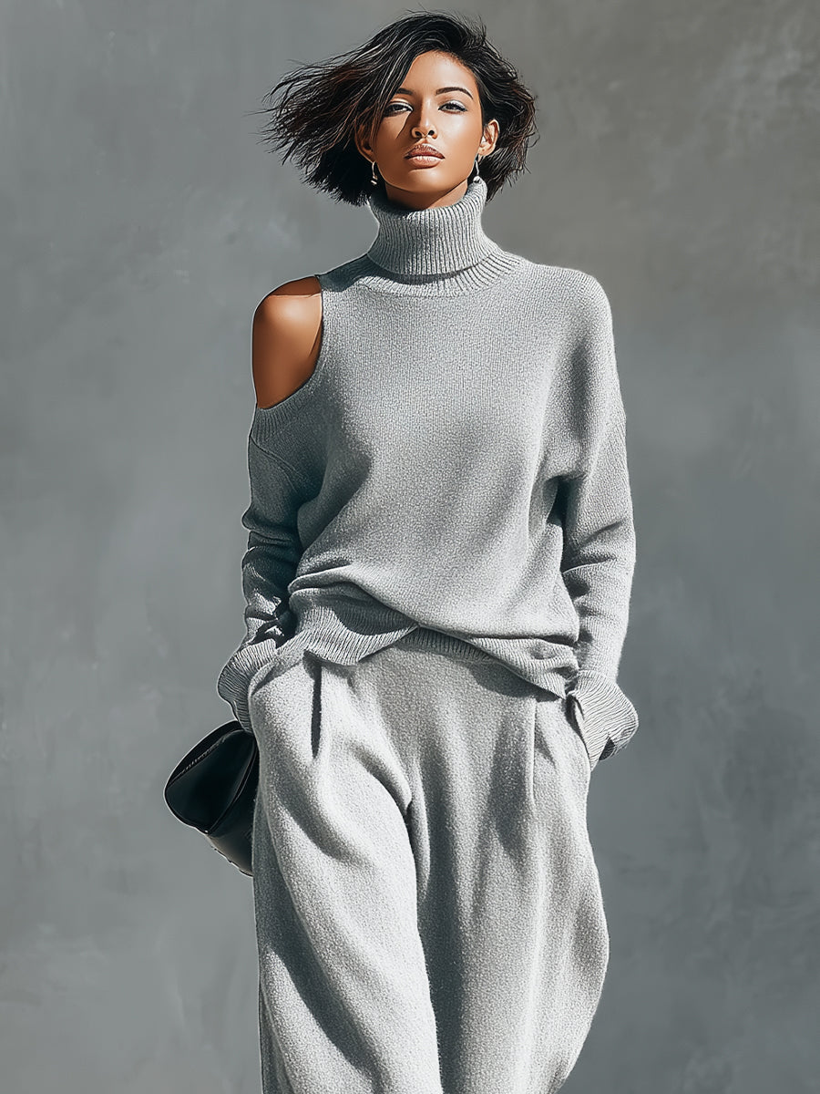 Simone | Women's One Shoulder Cut-Out Knit Set