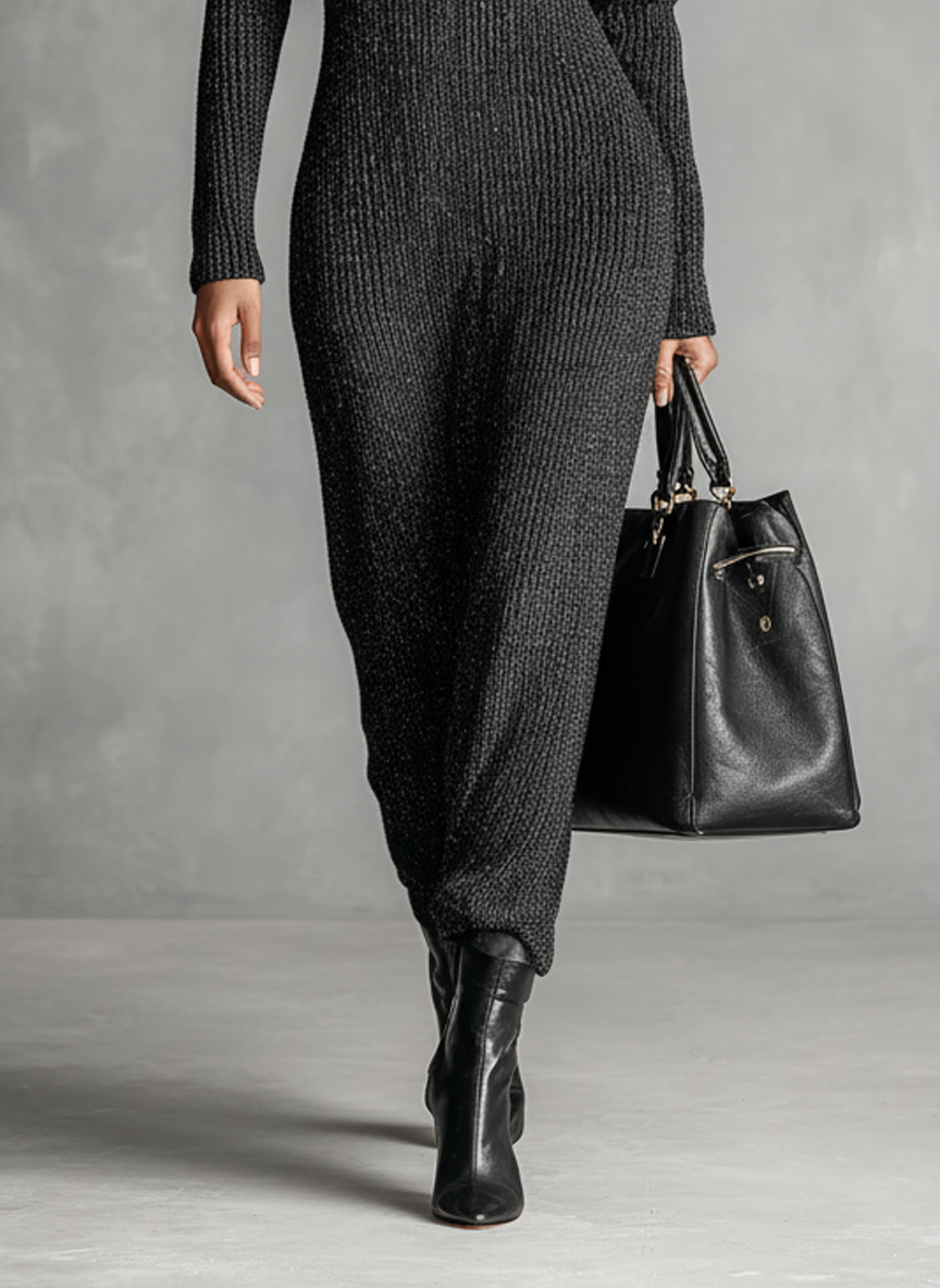 Willa | Women's Knit Maxi Dress with Zip Neck