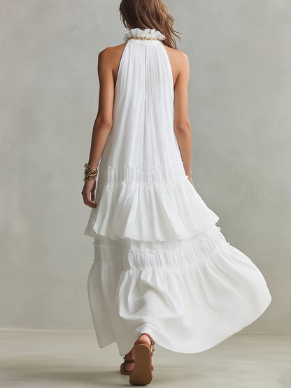 Airy | High Neck Tiered Boho Vacation Maxikjole