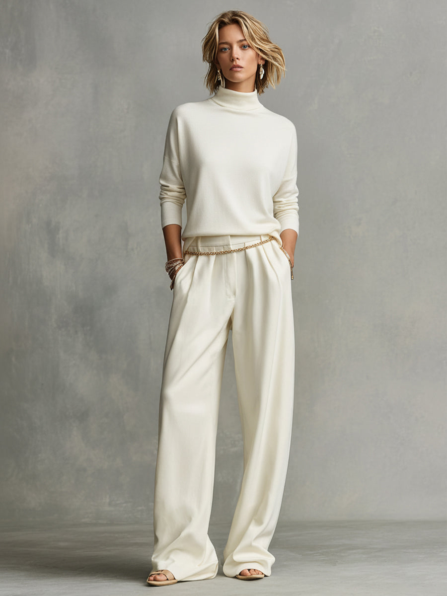 Iris | Women's Ivory Oversized Knit Turtleneck