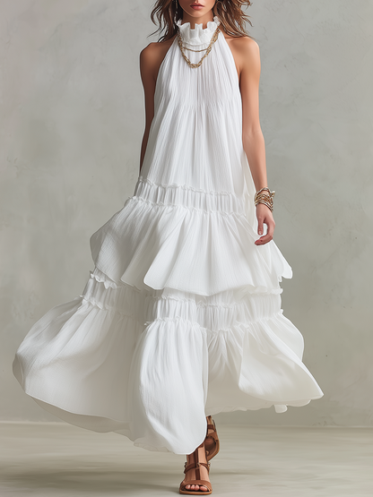 Airy | High Neck Tiered Boho Vacation Maxikjole