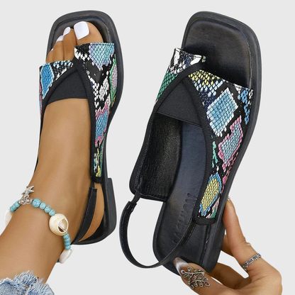 Rhonda | Square-Toe Colorblock Comfort Sandals