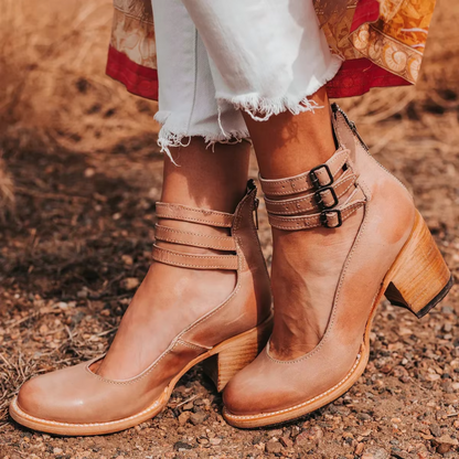 Miranda | Cushioned Triple-Buckle Block-Heel Sandals