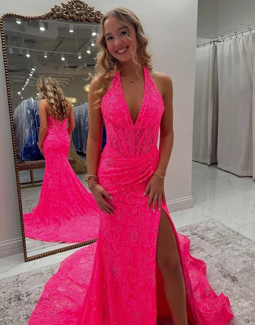 Nora | Sequined Halter Mermaid Bridesmaid Dress