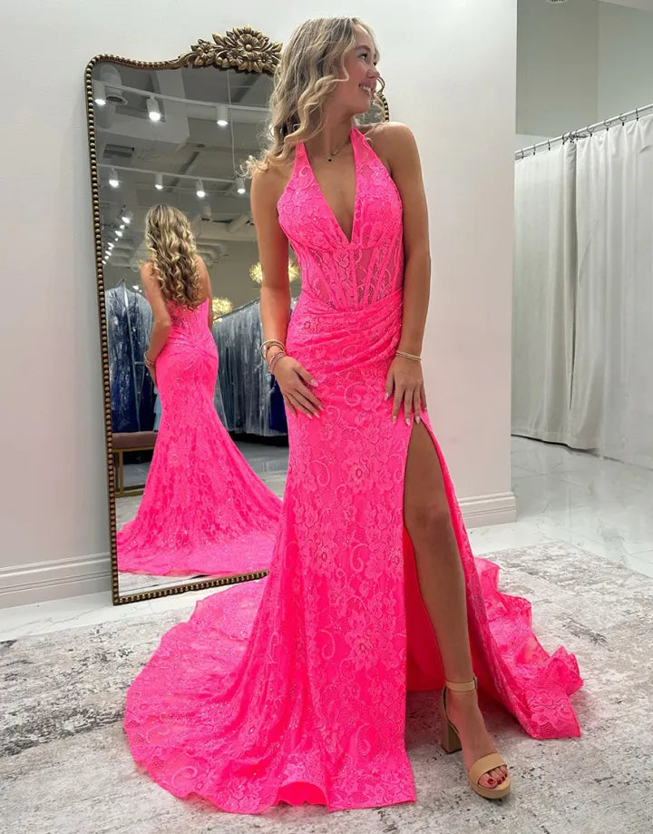 Nora | Sequined Halter Mermaid Bridesmaid Dress