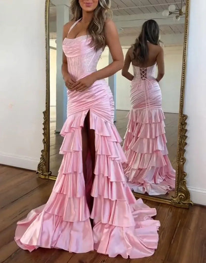 Alondra | Sequin Boned Corset Ruffle Tiered Mermaid Brudepigekjole