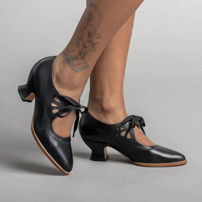Morgan | Lace-Up Retro-Style Vintage Mary Jane Heels