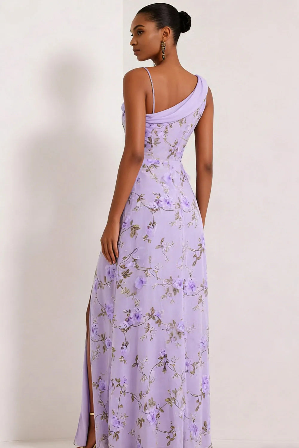 Addison | Floral Boned Corset Cowl Neck Maxi Brudepigekjole