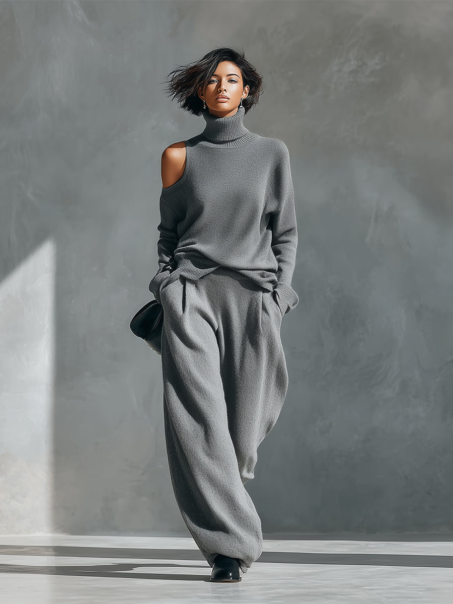 Simone | Women's One Shoulder Cut-Out Knit Set