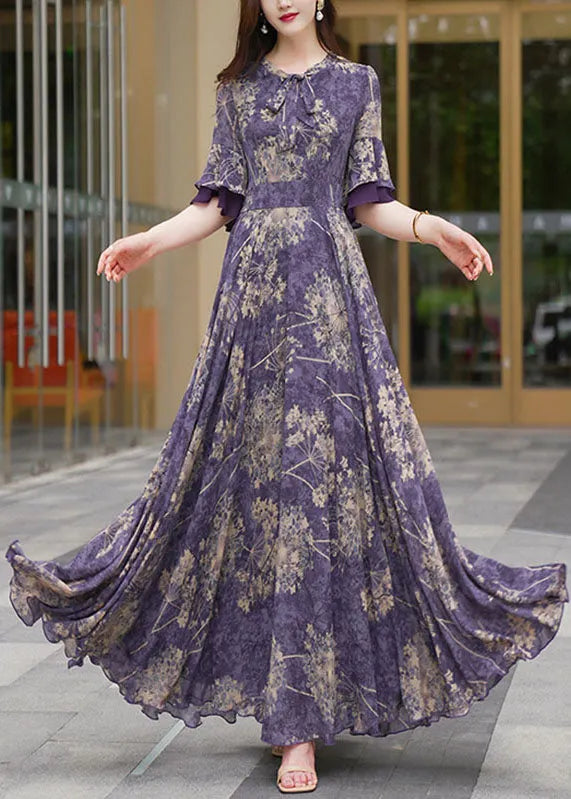 Anna | Botanical Print Ruffle Sleeve Maxi Summer Kjole