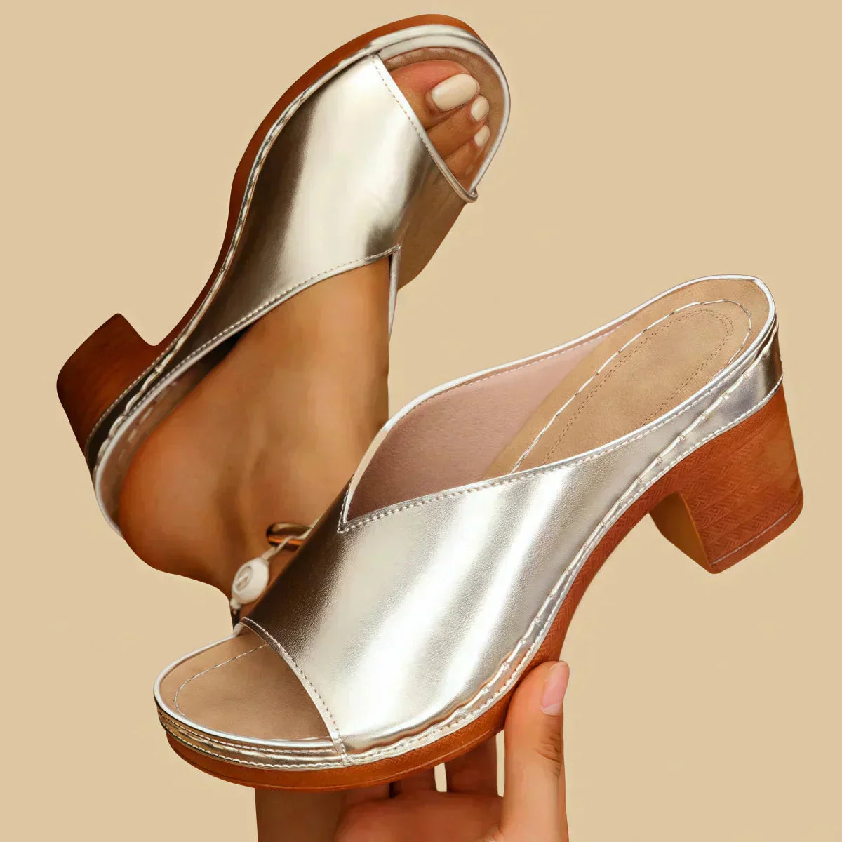 Zara | Open Toe Mule Chunky Platform Block Heeled Sandals
