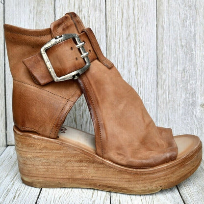 Finley | Double Buckle Platform Wedge-Heel Sandals