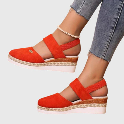 Debbie | Closed Toe Wedge-Heel Comfort Platform Sandals
