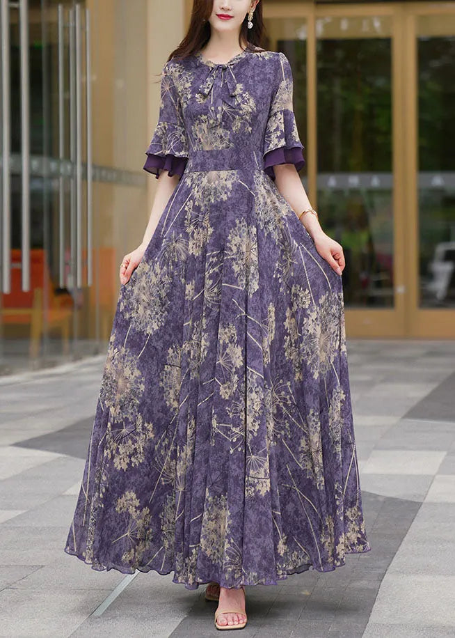 Anna | Botanical Print Ruffle Sleeve Maxi Summer Kjole