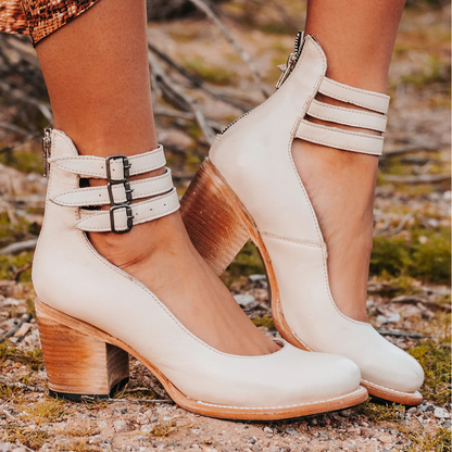 Miranda | Cushioned Triple-Buckle Block-Heel Sandals