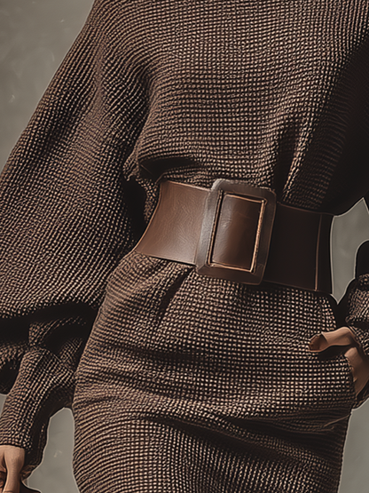 Fawn | Women's Dark Brown Fitted Knit Dress