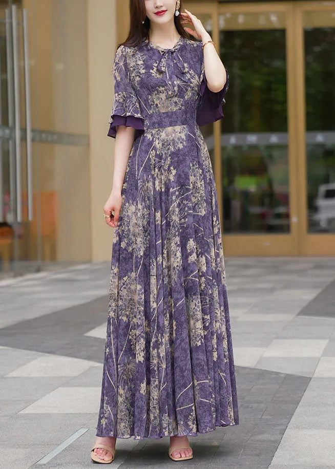 Anna | Botanical Print Ruffle Sleeve Maxi Summer Kjole