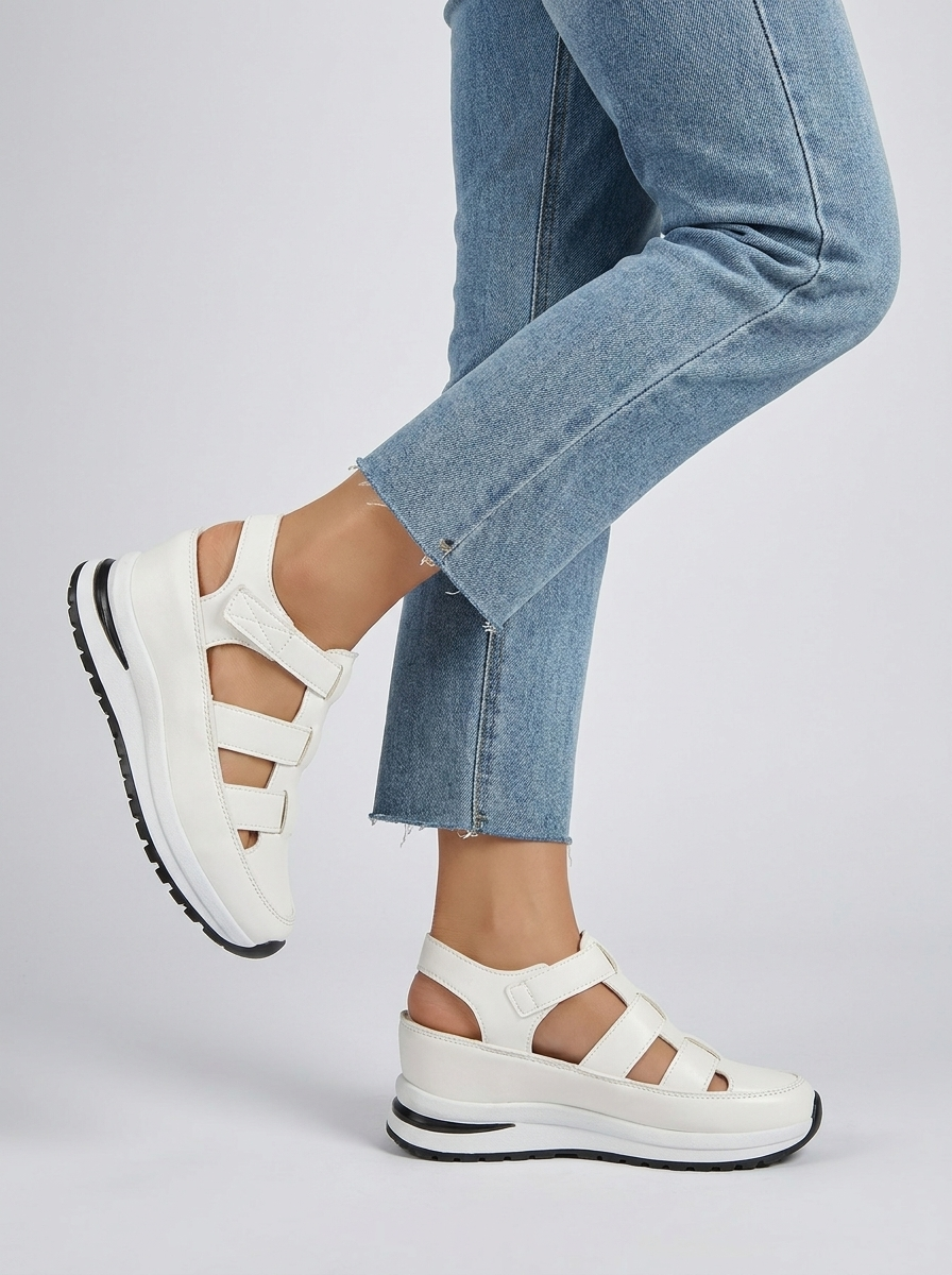 Ali | Platform Sandaler Med Velcrorem Og Lukket Tå
