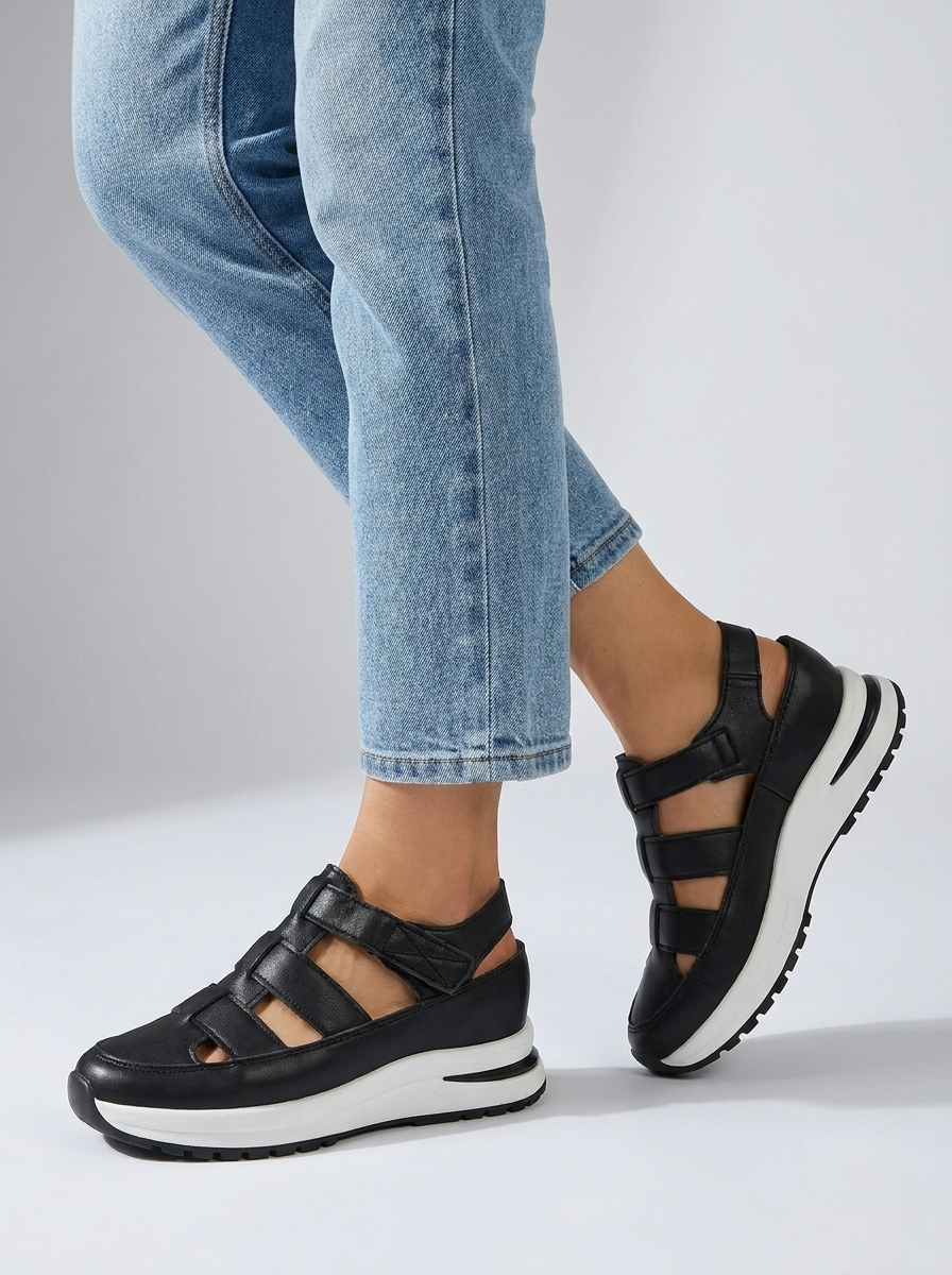 Ali | Platform Sandaler Med Velcrorem Og Lukket Tå
