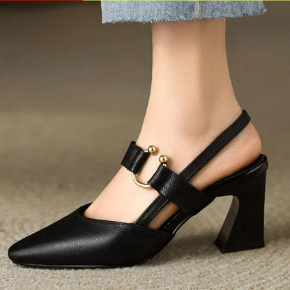 Roxanne | Pointed Toe Sling-Back Block Heels