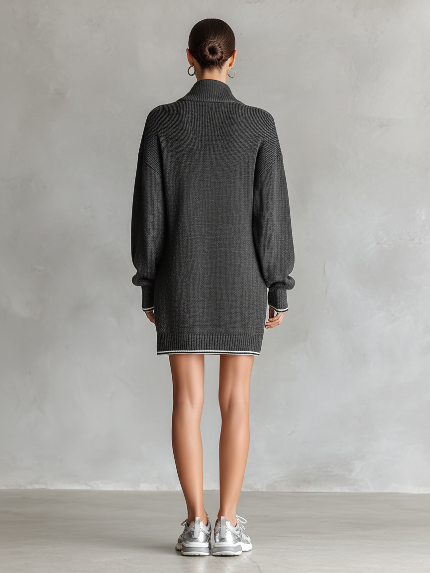 Piper | Women's Knit Dress with Zip Polo Collar